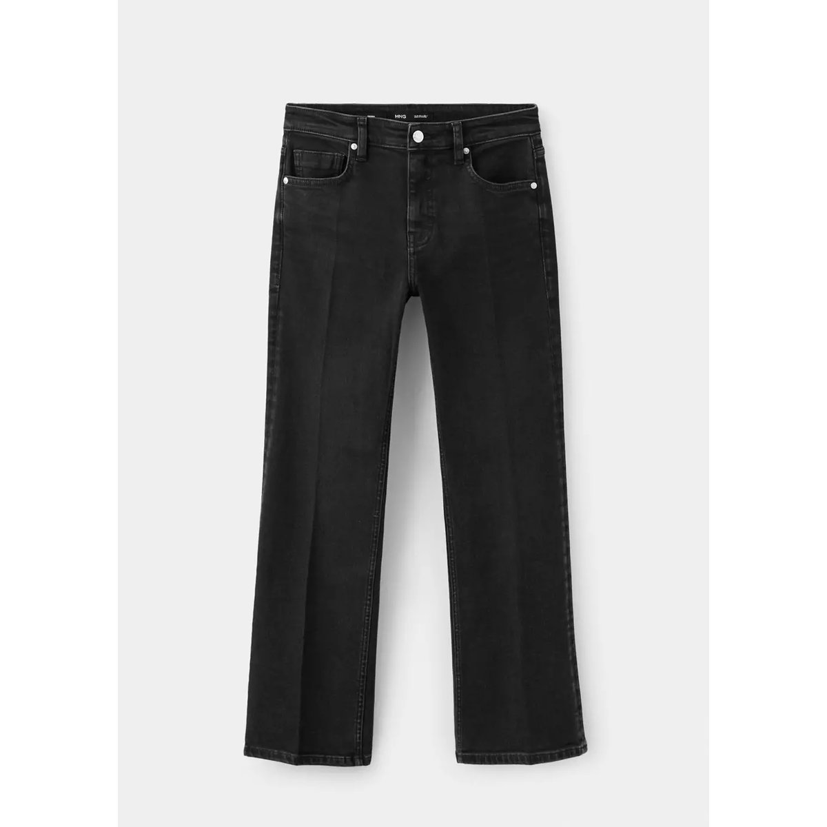 Jean Sienna flare crop black denim, MANGO