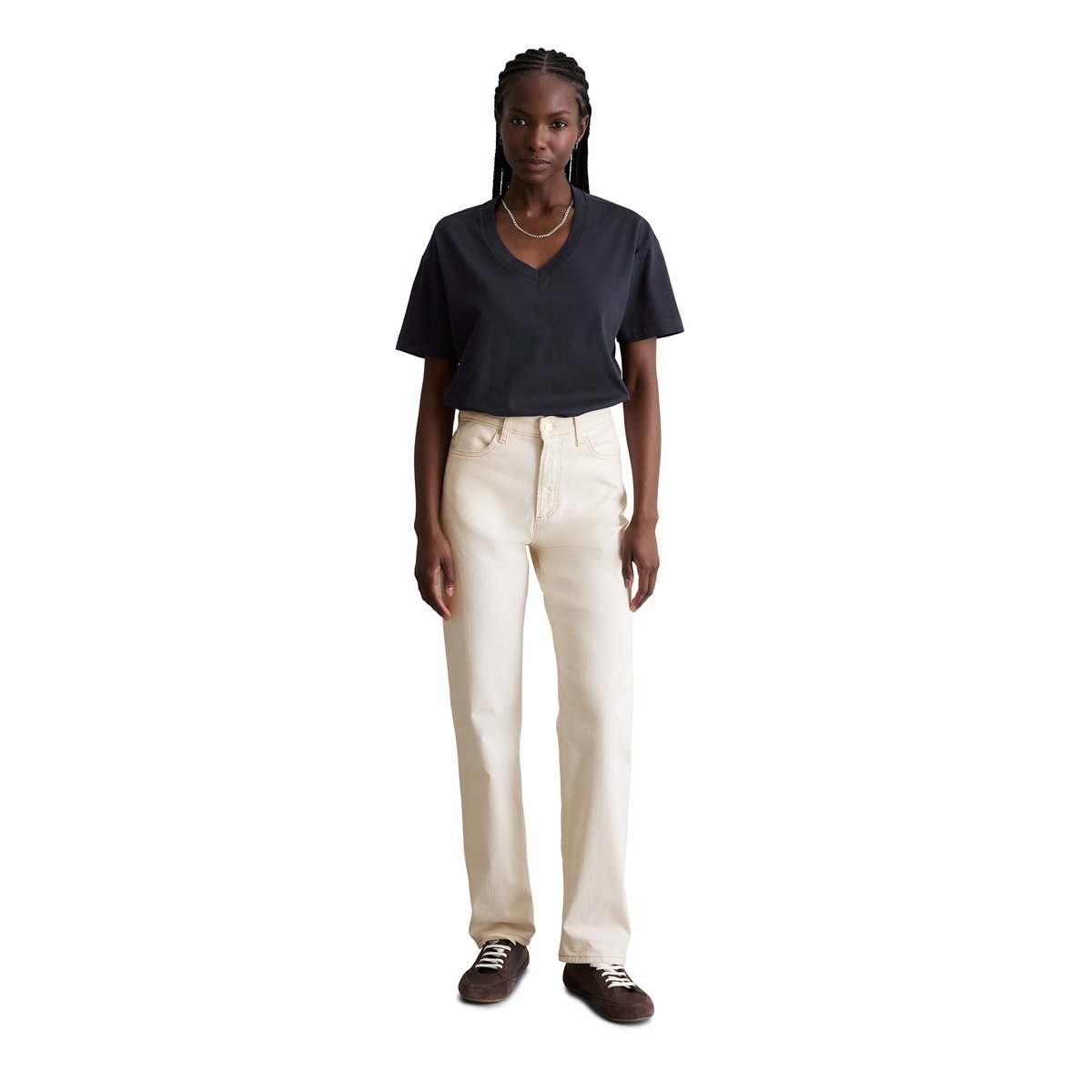Jeans modèle Olina droit en denim doux Left Hand blanc, MARC O’POLO DENIM