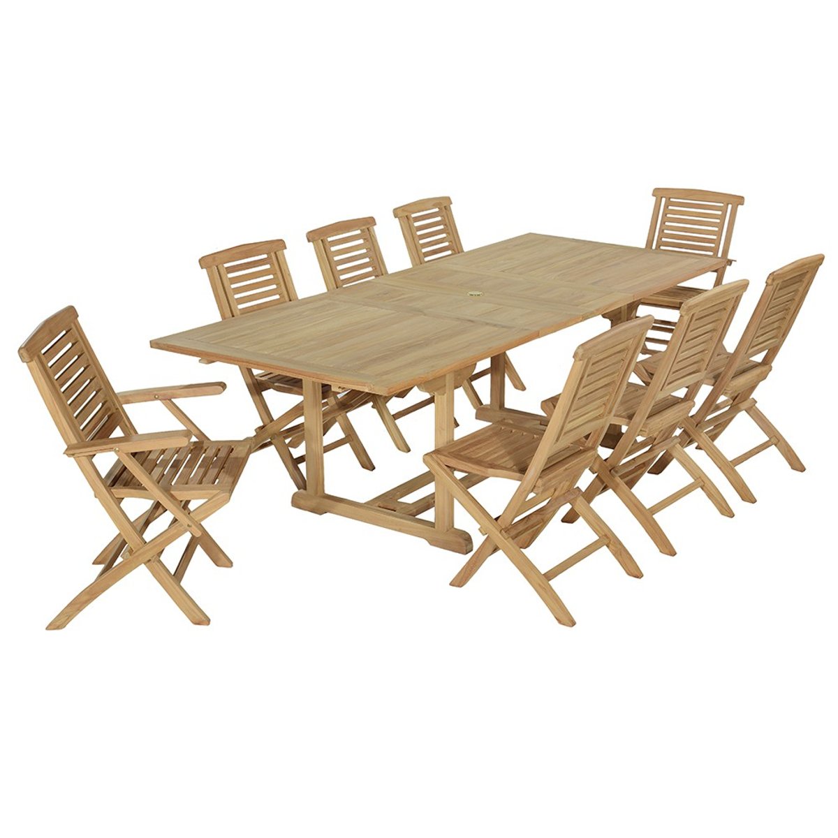 Salon de jardin teck massif Huelva, 8 places naturel, TECK ATTITUDE