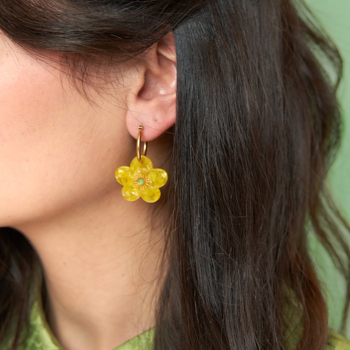Boucles d'oreilles BOUTON D'OR jaune, COUCOU SUZETTE