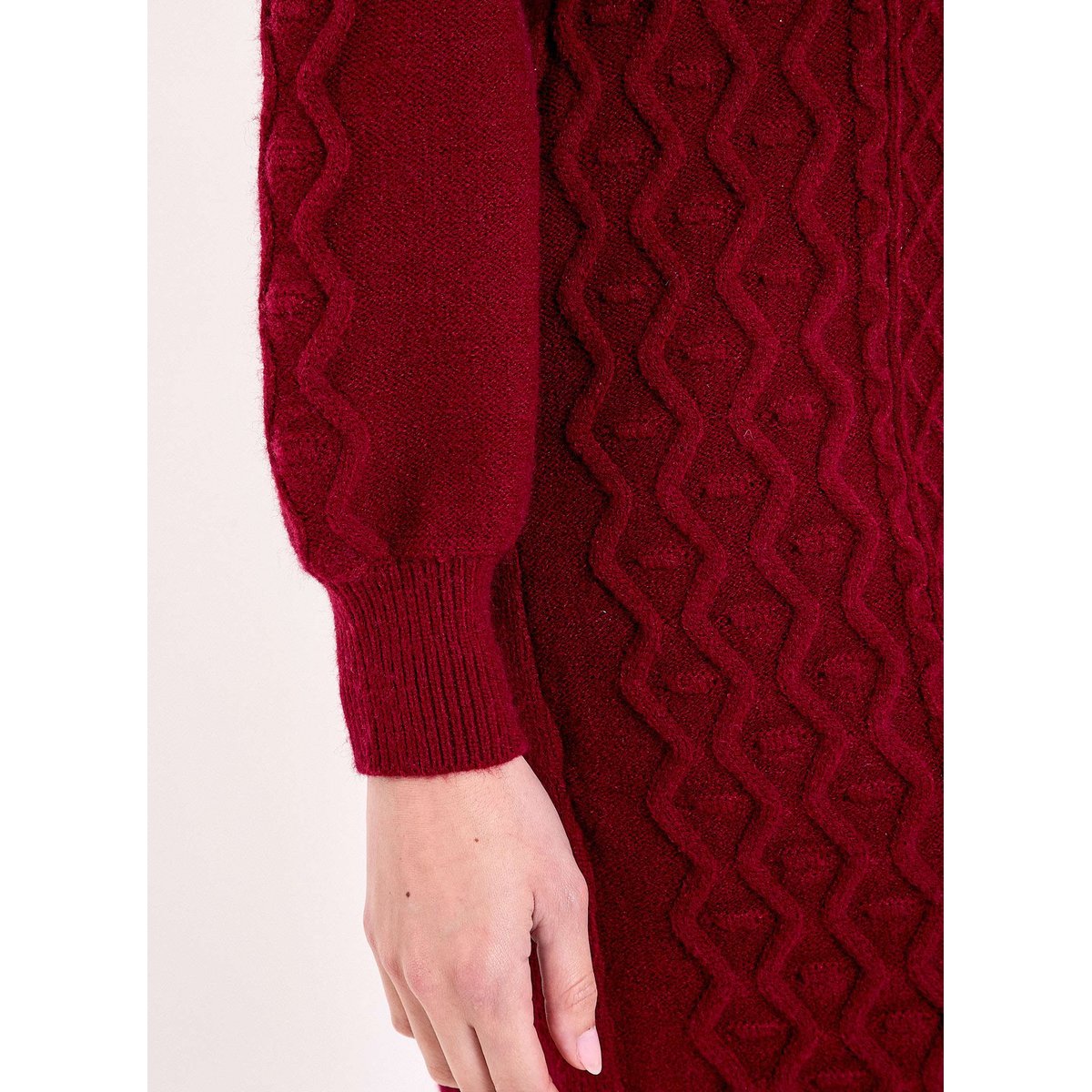 Robe pull maille fantaisie ALATA brun acajou, LA FIANCÉE