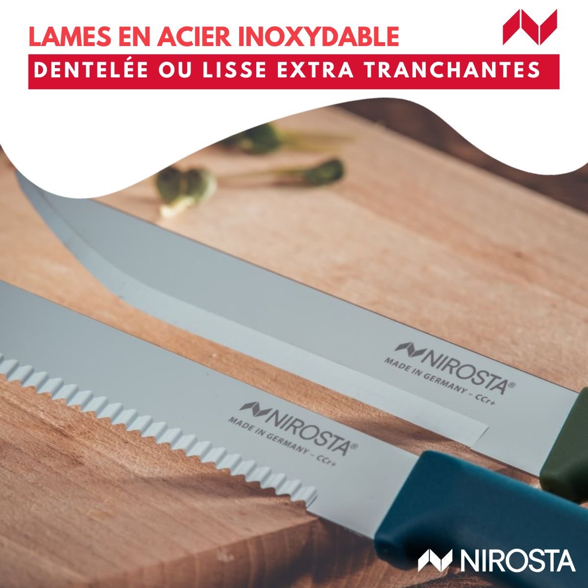Set de 2 couteaux d’office et à petit déjeuner 22,5 cm ELEMENTAL vert,bleu, NIROSTA