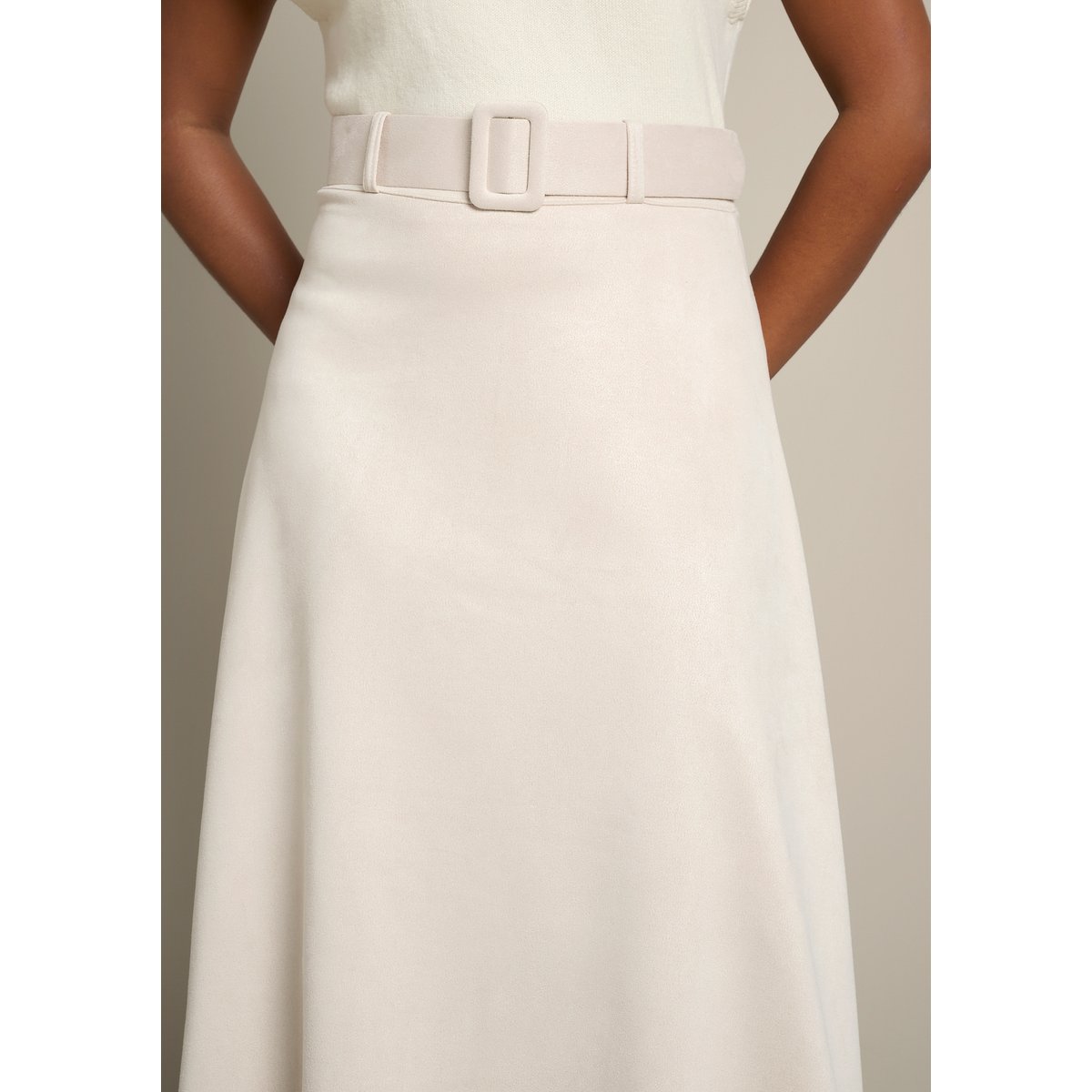 Jupe longue évasée lt beige, LOLALIZA