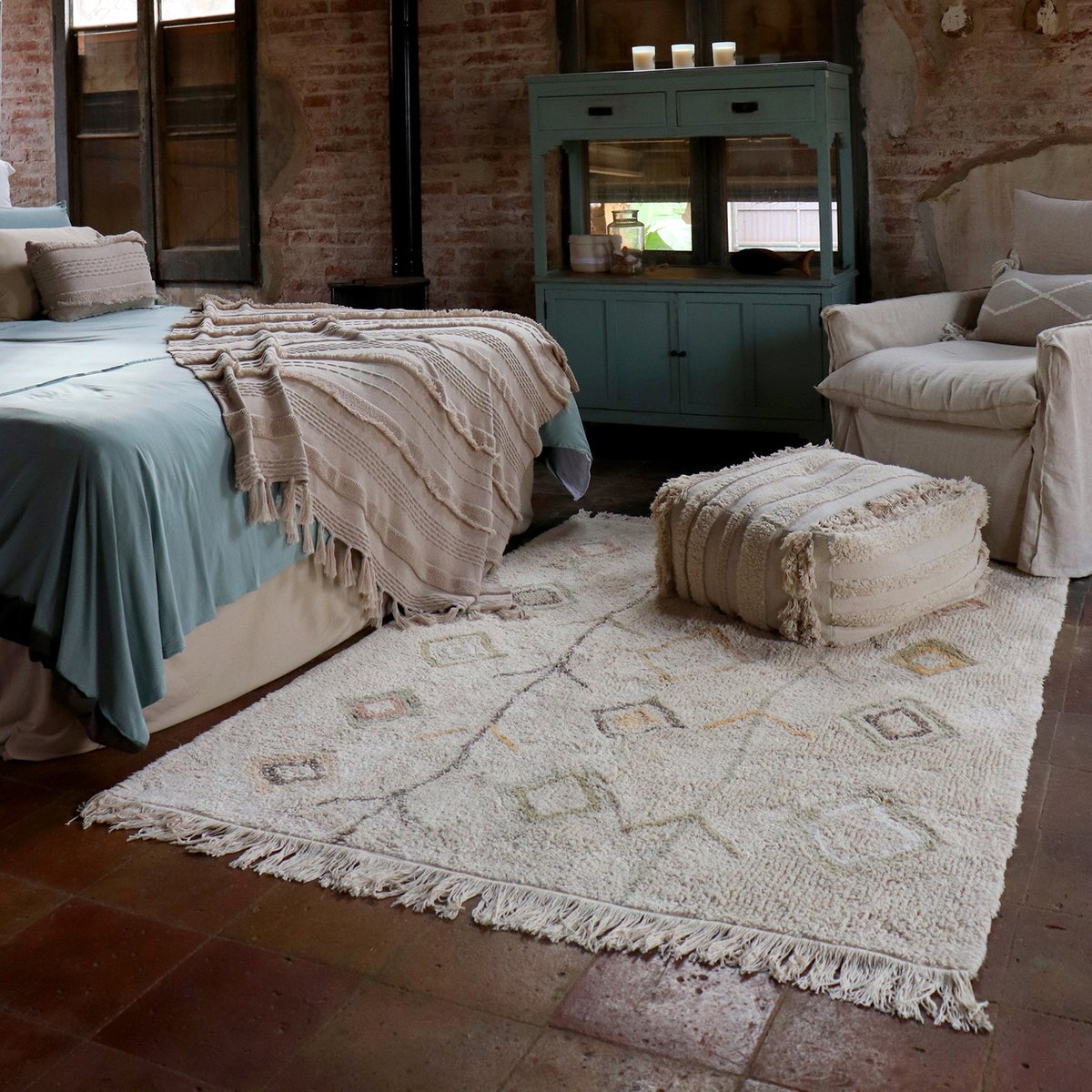 Tapis Rectangulaire en coton Terre KAAROL beige, LORENA CANALS