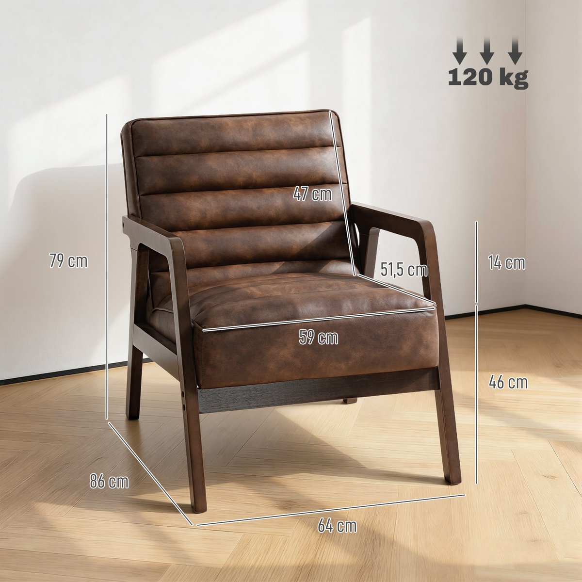 Accent Chair PU Marron marron antique, HOMCOM
