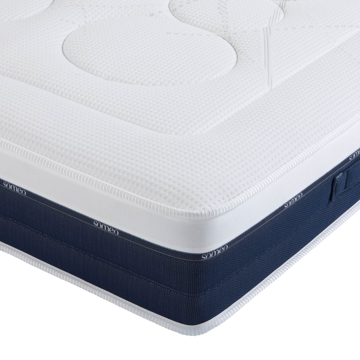 Ensemble matelas ressorts et mémoire de forme, sommier et pieds Rêve 600 blanc, SOMEO