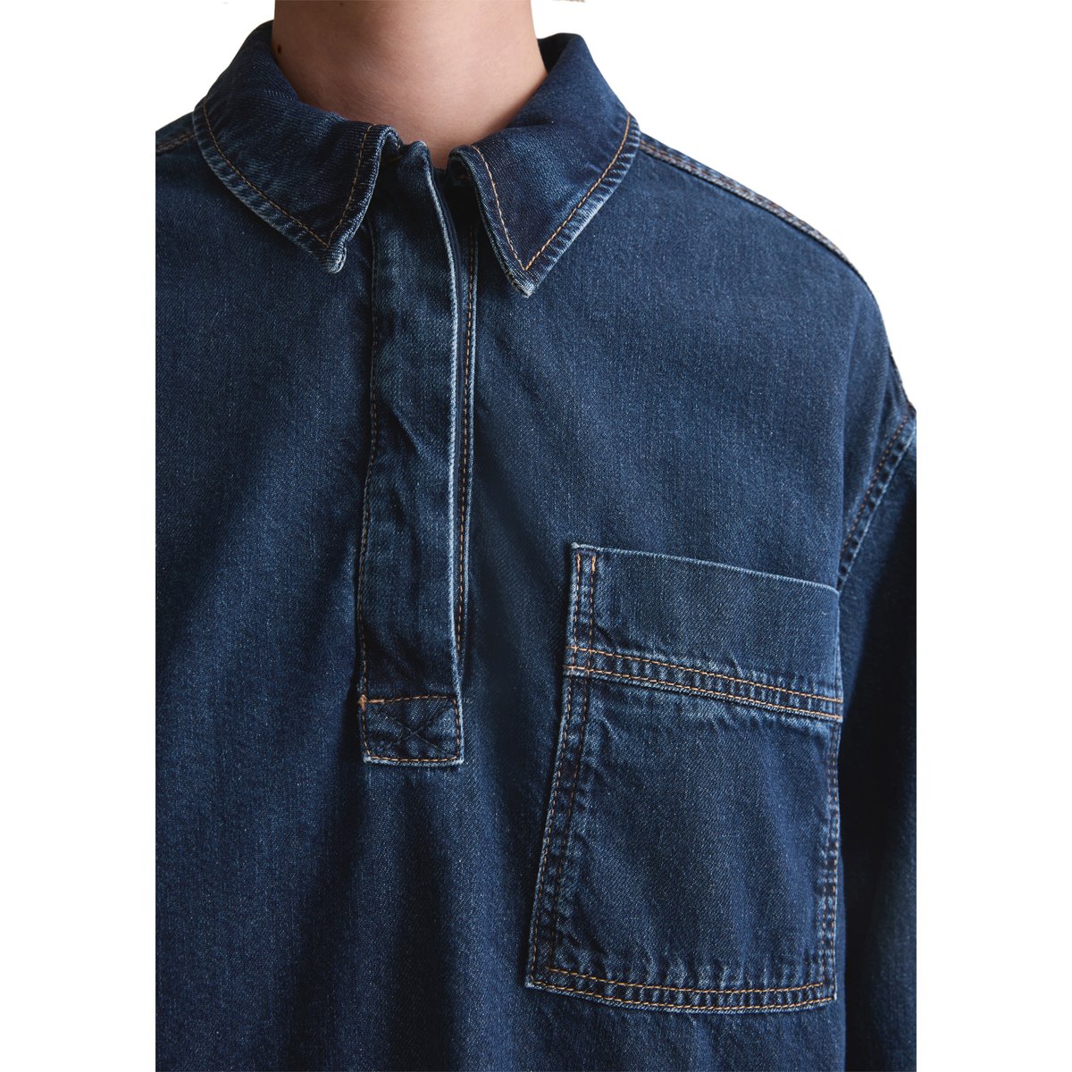 Robe polo en jean oversized en pur coton bio bleu foncé, MARC O’POLO DENIM