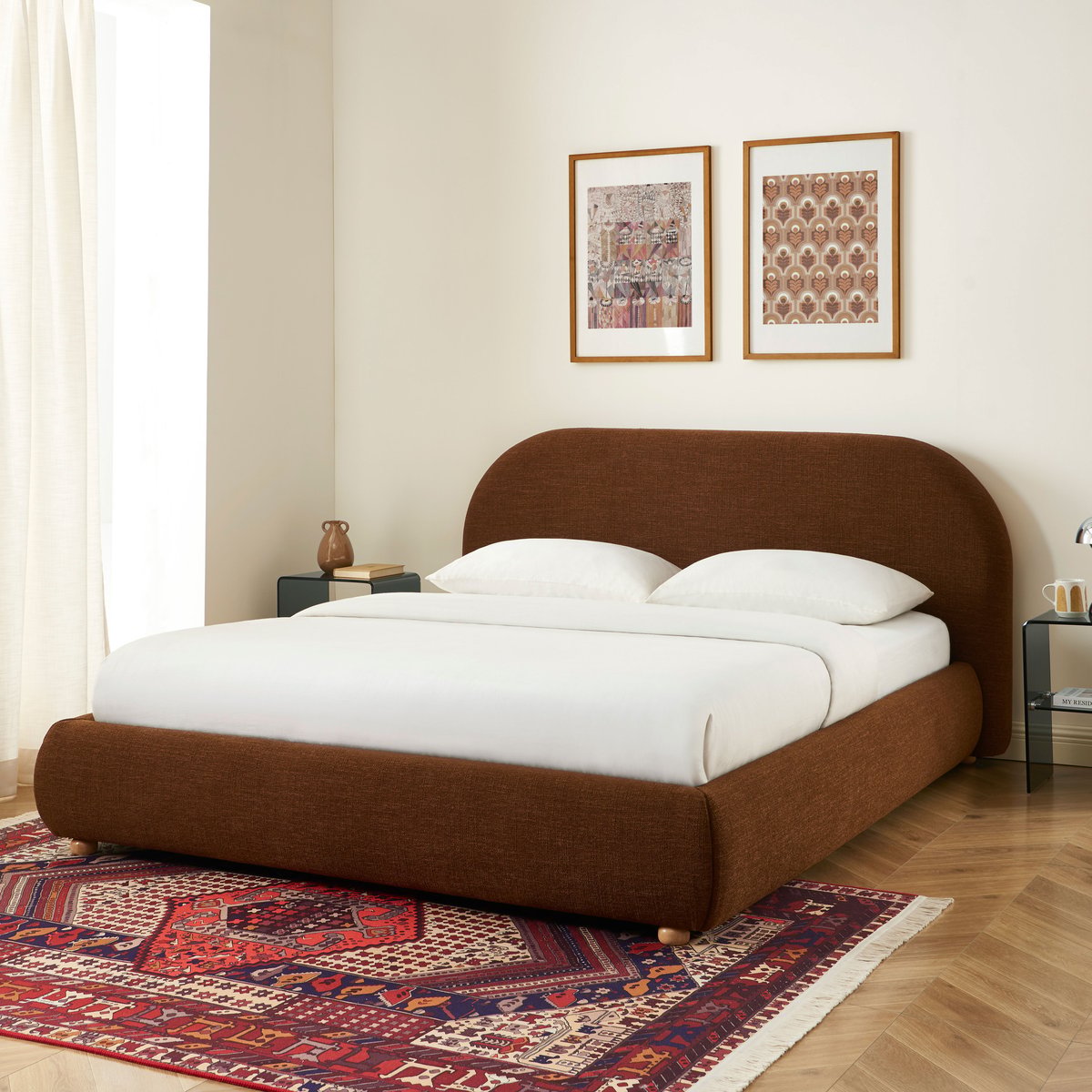 Lit coffre avec sommier relevable JELLY marron, SORELH