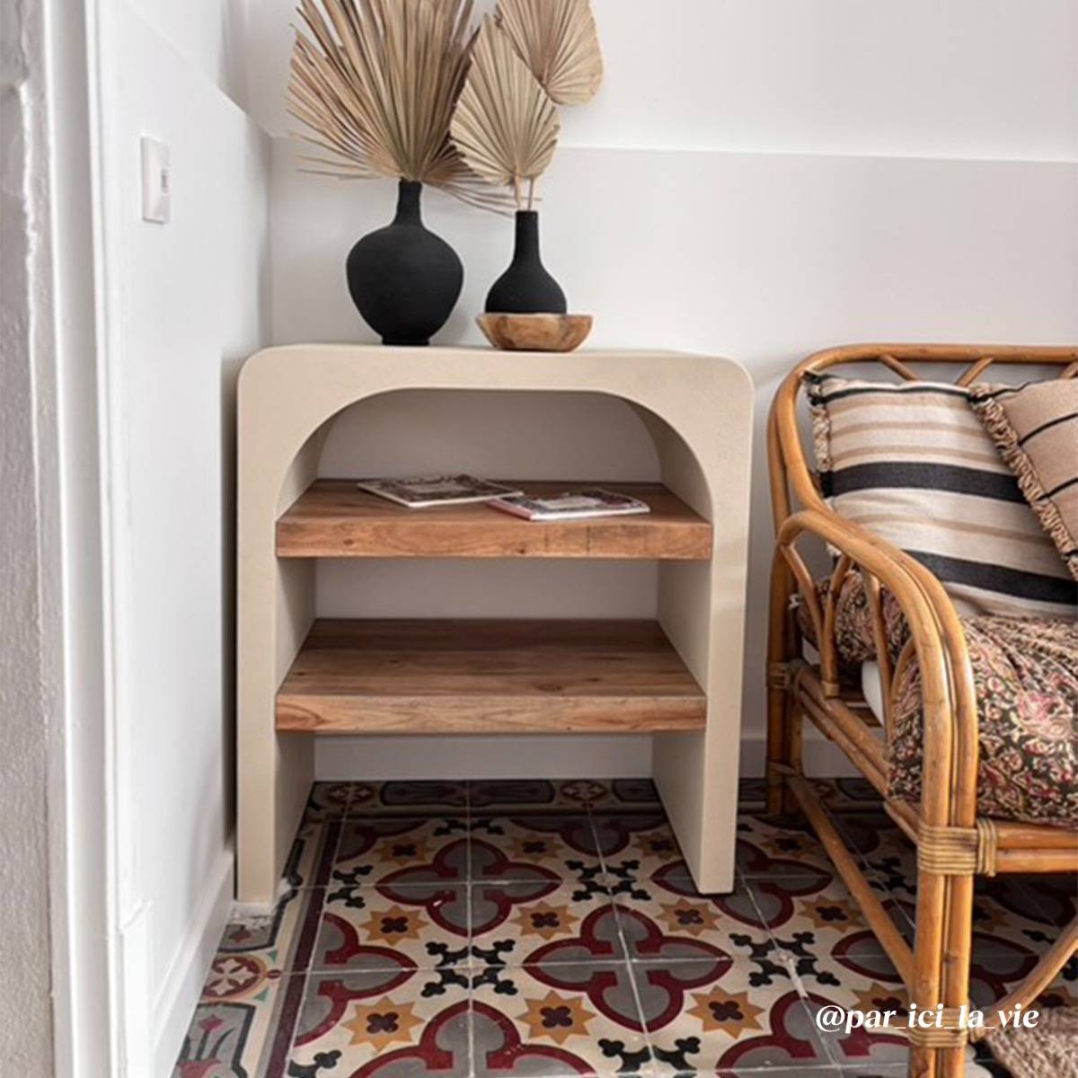 Console en bois effet béton DALVA blanc, MADE IN MEUBLES