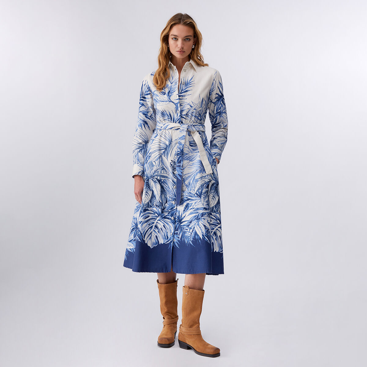 Robe chemisier longue blanc et bleu foncé, LIU JO