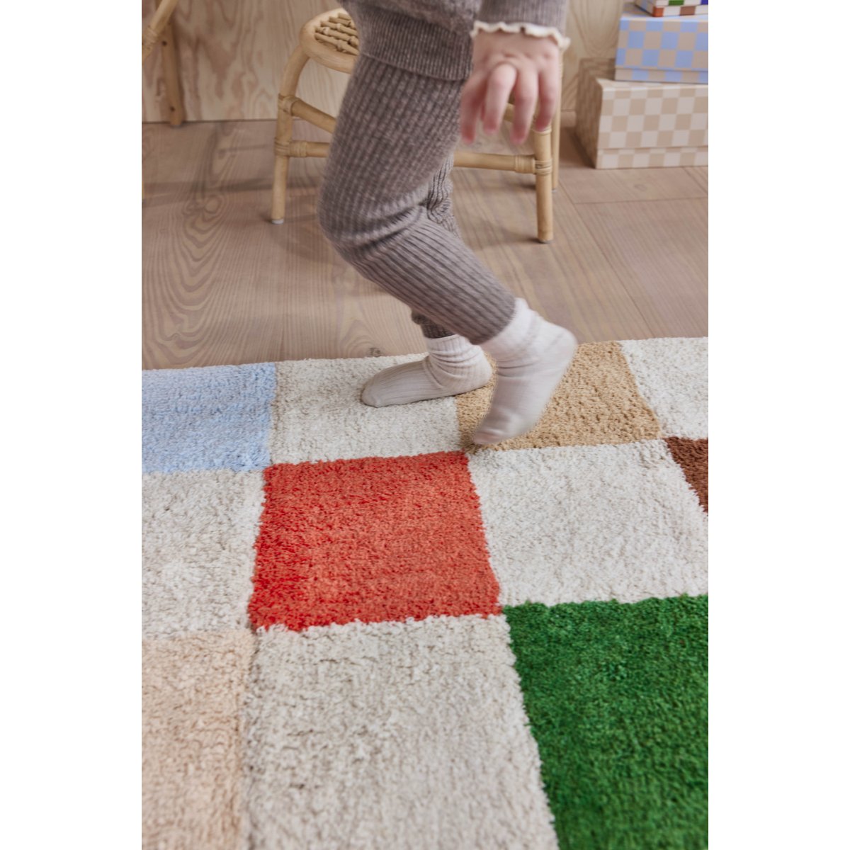 Tapis en coton à motifs d'échecs MINI multi-couleur, OYOY LIVING DESIGN