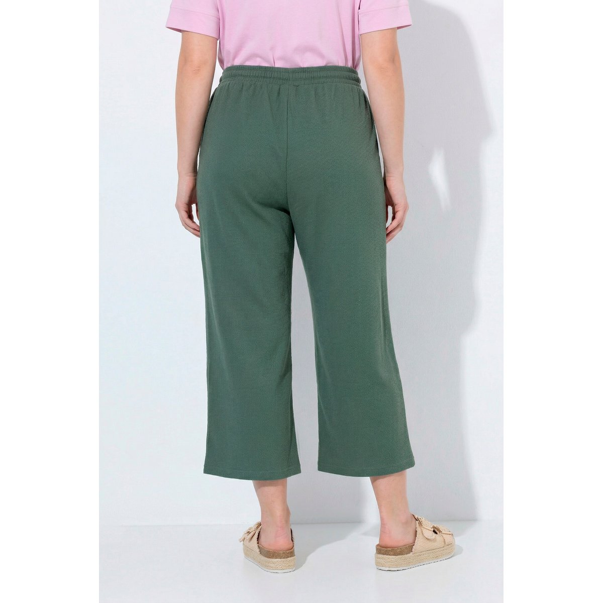 Jupe-culotte en molleton de coton bio kaki, ULLA POPKEN
