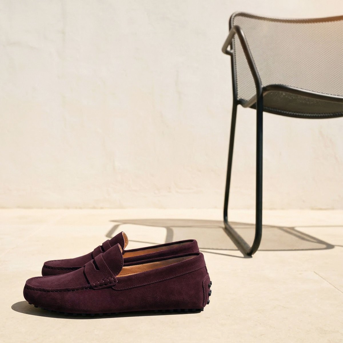 Mocassins femme cuir daim bordeaux, JULES & JENN