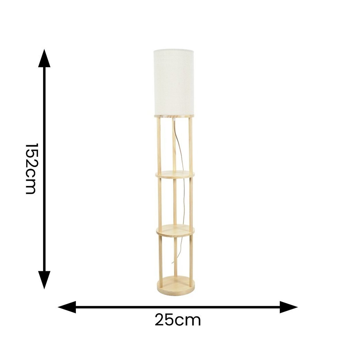 Elisa 3-Tier Soft Light Floor Lamp with Fabric Shade oak, SO'HOME