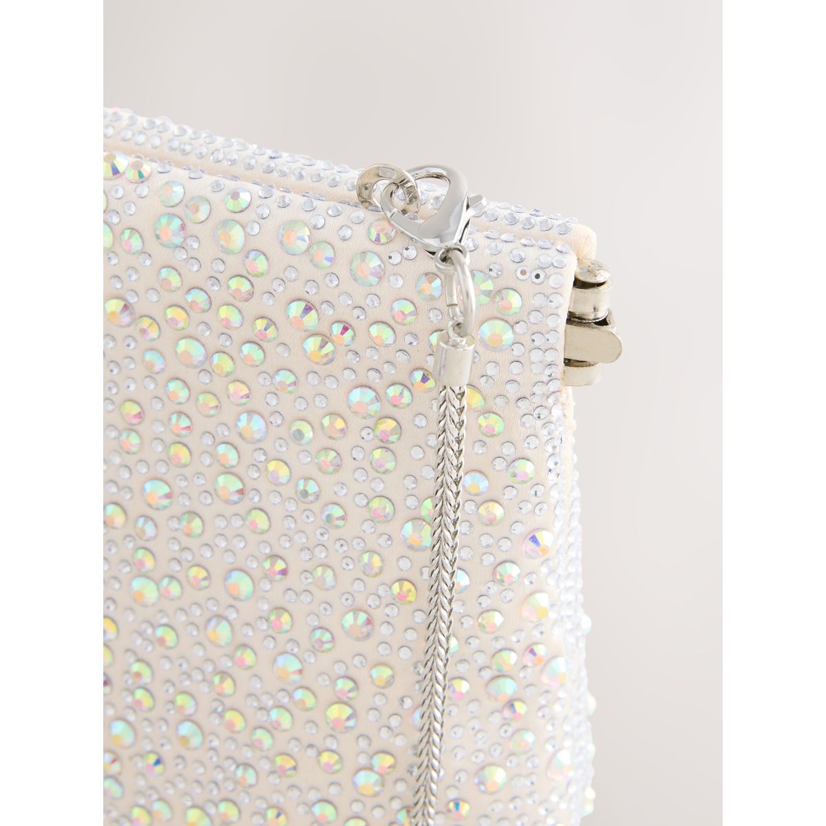 Pochette scintillante avec bouton-pression blanc, NEXT