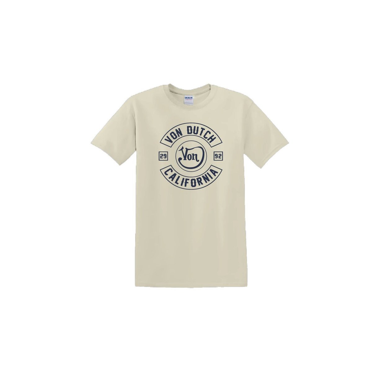 Tee shirt coton LOG beige/bleu, VON DUTCH