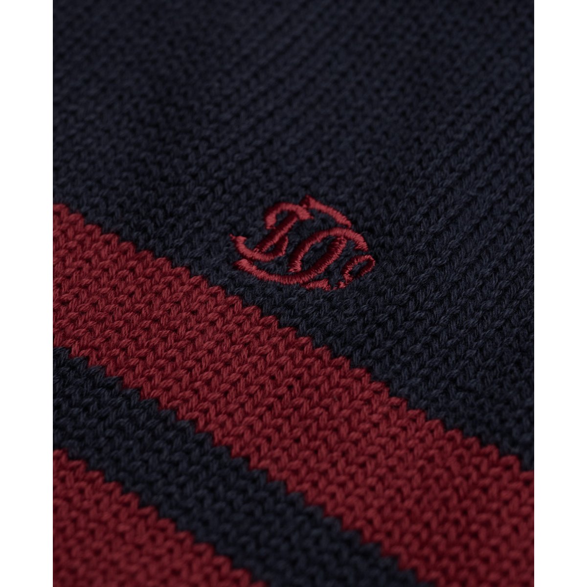 Pull Rayé Demi-Zip Coupe Ajustée bleu marine/rayure rouge, SUPERDRY