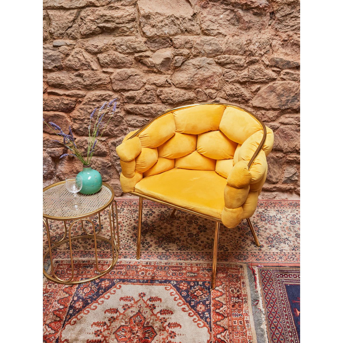 Fauteuil en laiton Jakob N°1280 - Bon état doré, DEBONGOUT