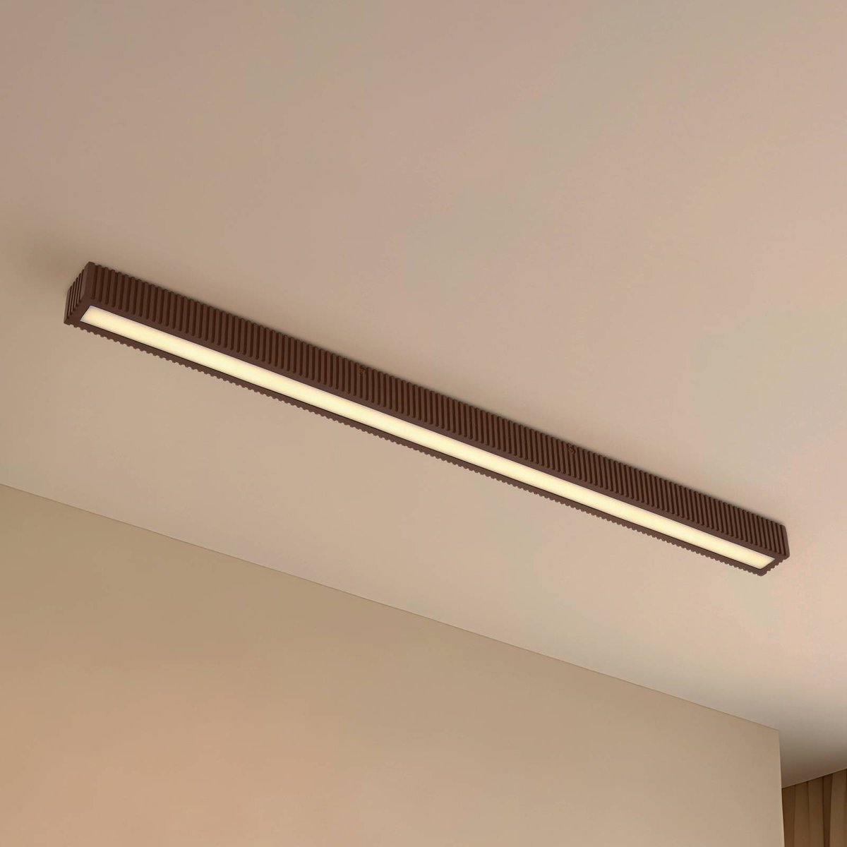 Plafonnier en bois designLED, Emara chêne foncé, noir, blanc, LUCANDE