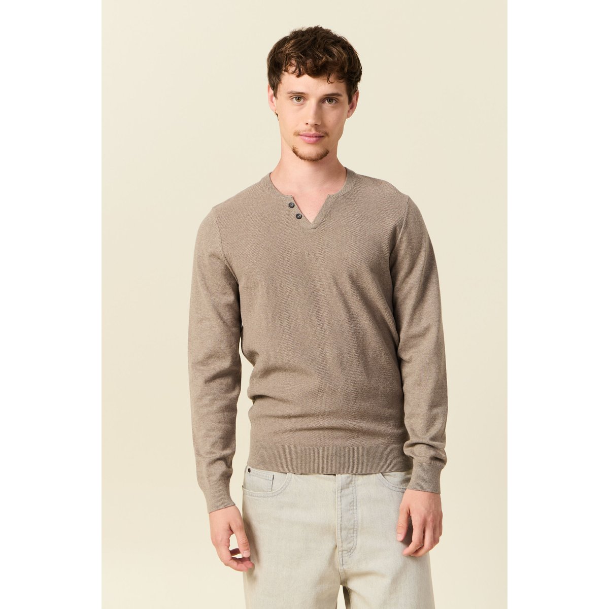Pull manches longues vert kaki, BONOBO