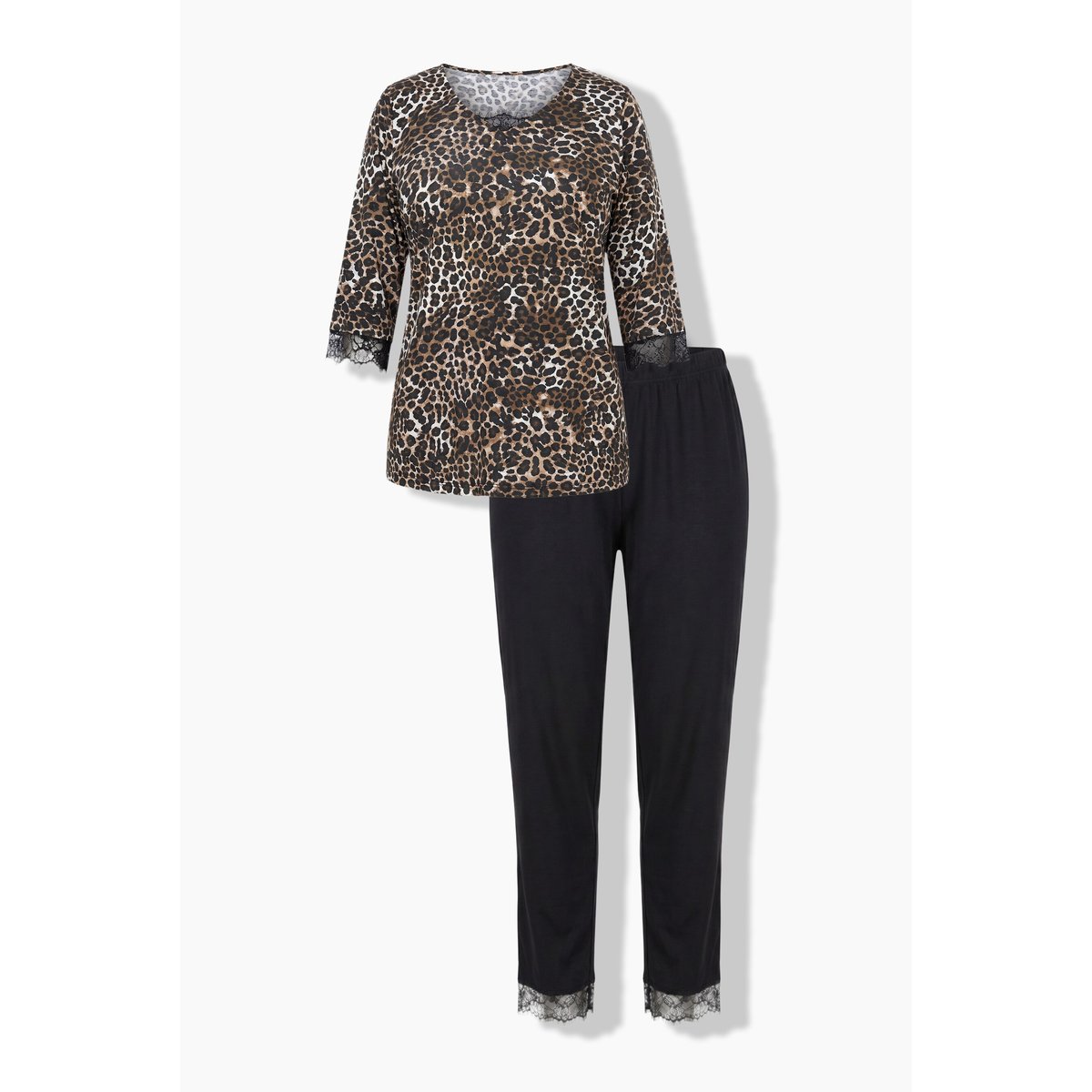 Pyjama deux pièces avec dentelle noir, ULLA POPKEN
