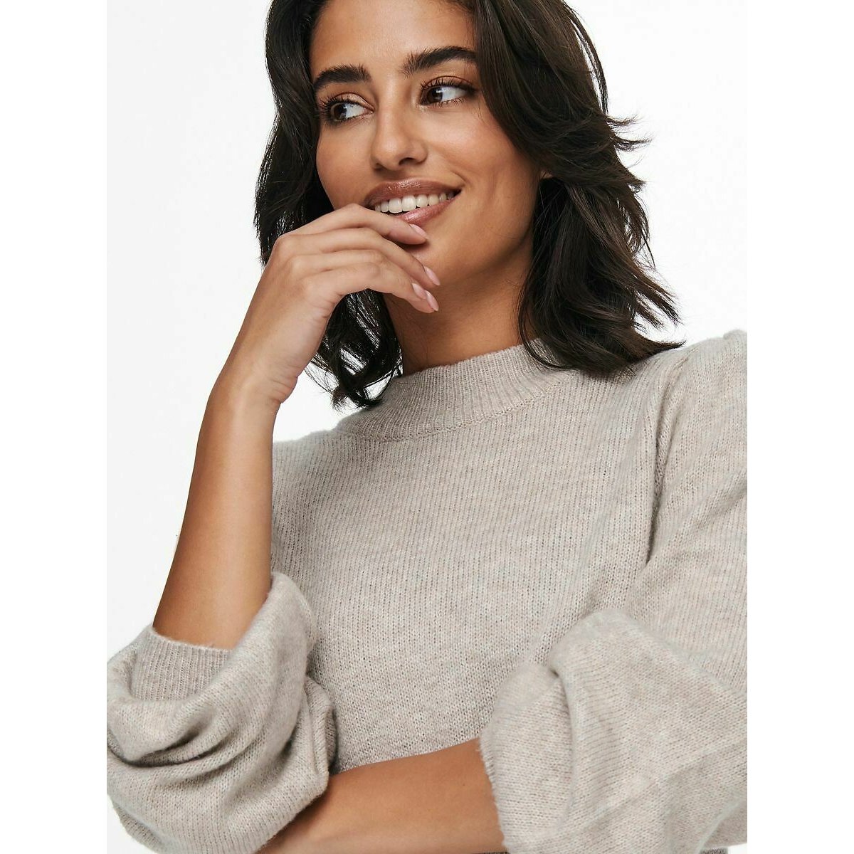Funnel Neck Jumper in Fine Knit light taupe, JDY