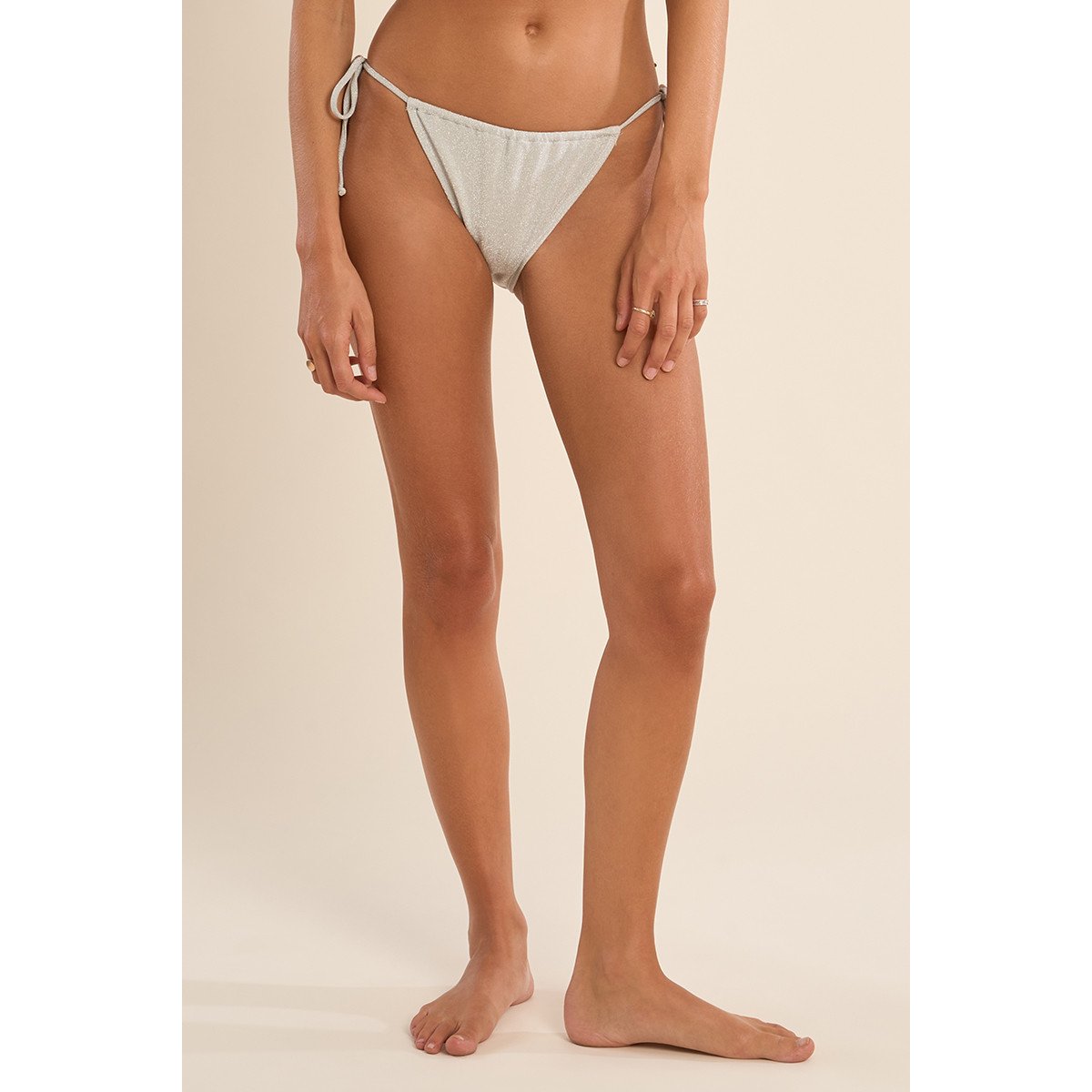 Bas de maillot de bain irisé, à nouer sur les côtés silver, MOLLY BRACKEN