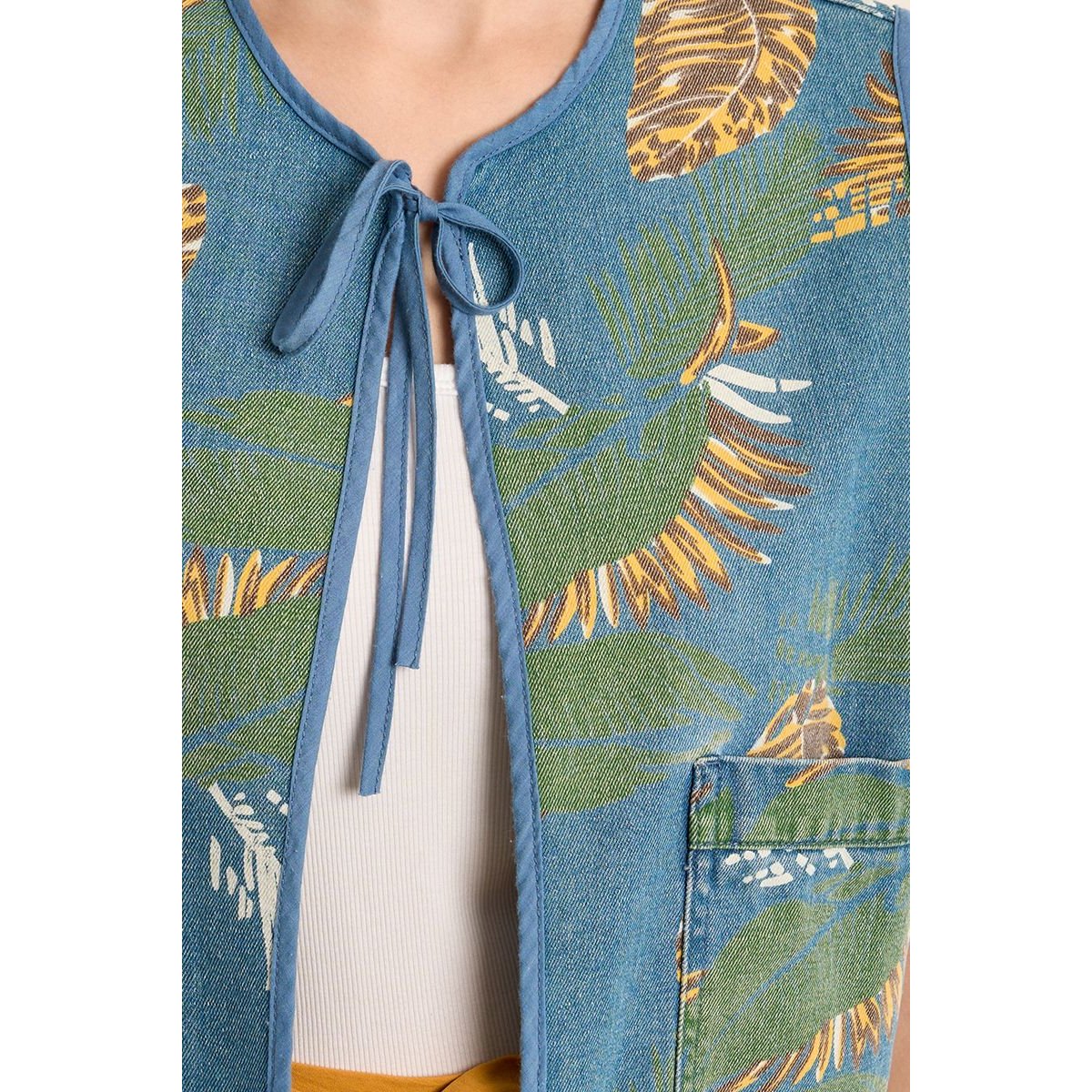 Boléro matelassé, imprimé light denim, MOLLY BRACKEN