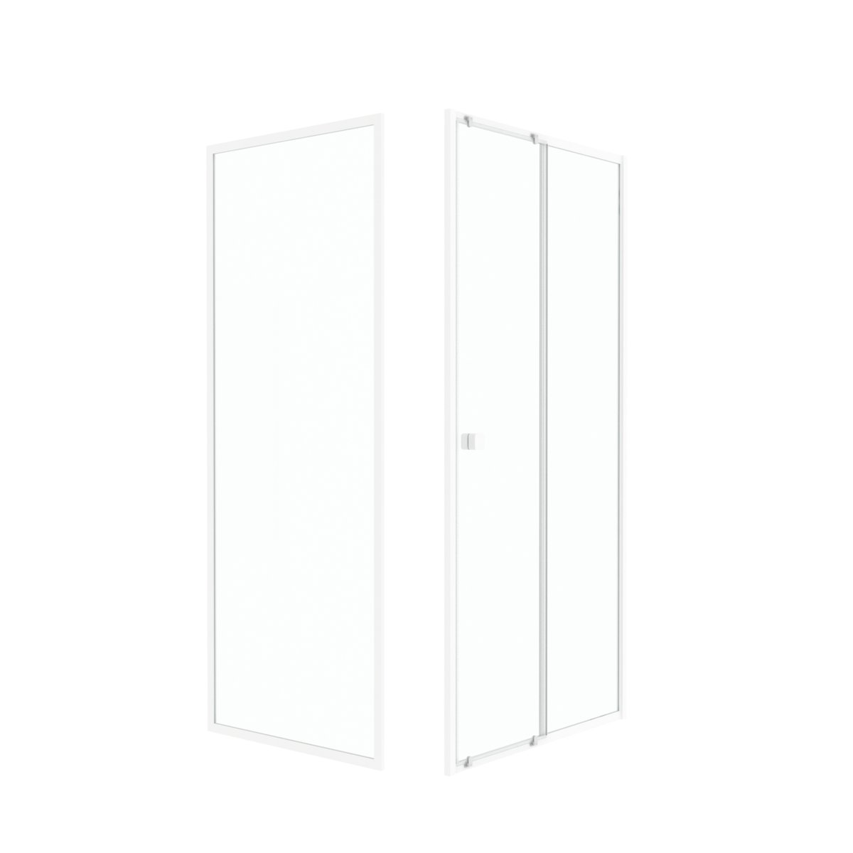 Porte de douche coulissante en verre trempé avec paroi de retour blanc, HOME MAISON