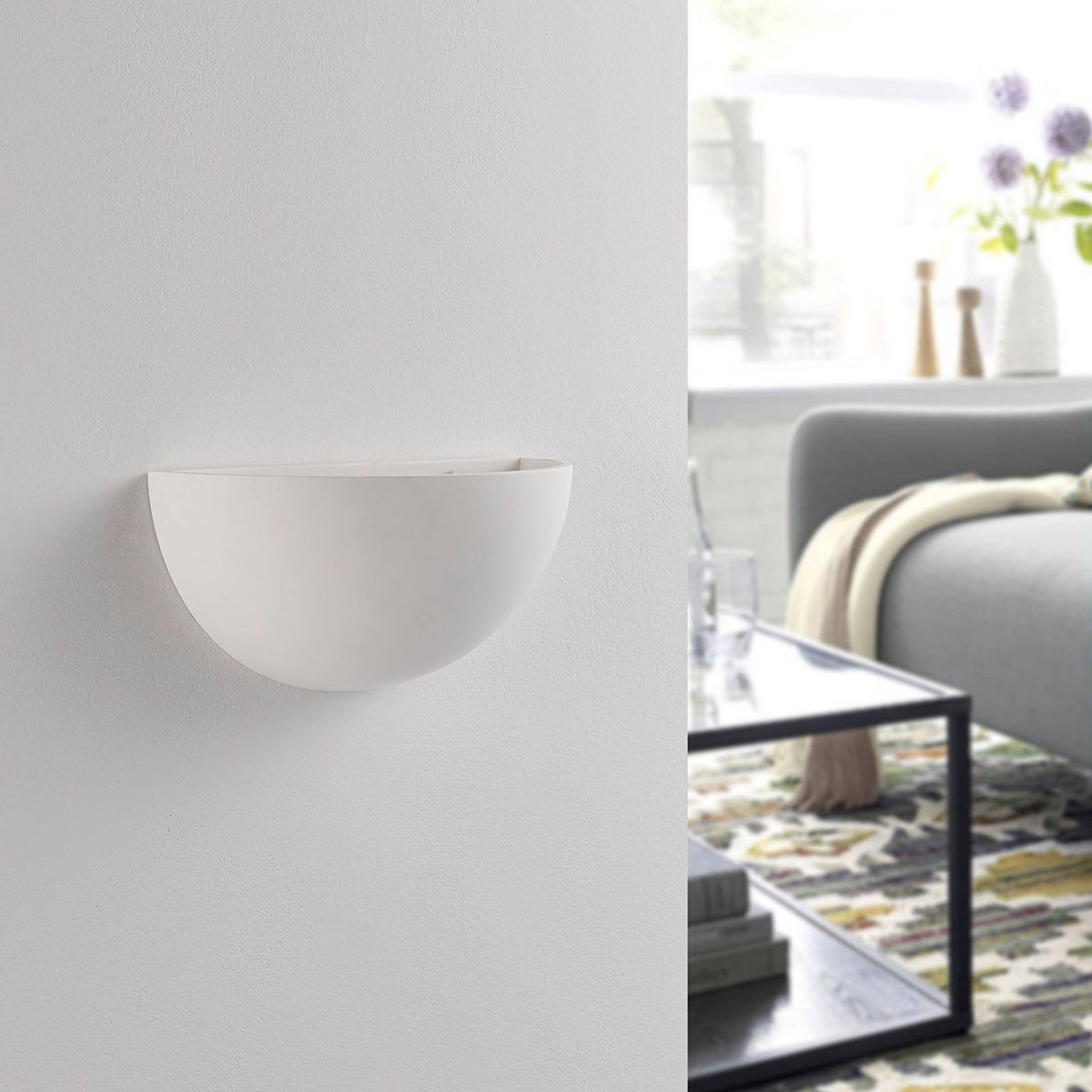Applique en plâtre moderne, Narin blanc, LINDBY