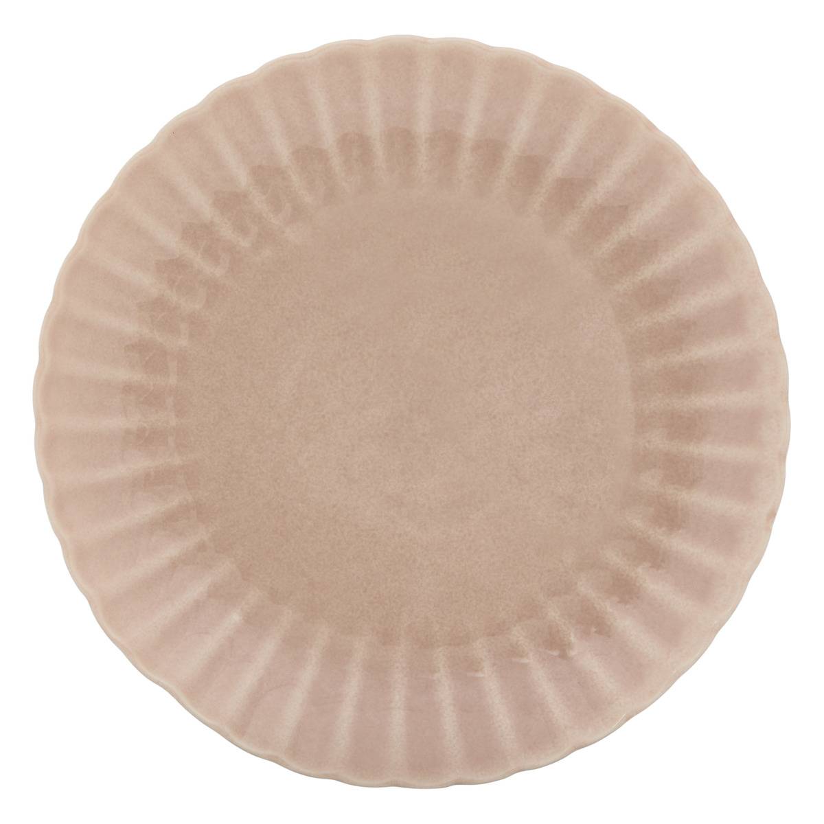 Lot de 4 assiettes plate ronde en grès ROMY rose, ATMOSPHERA