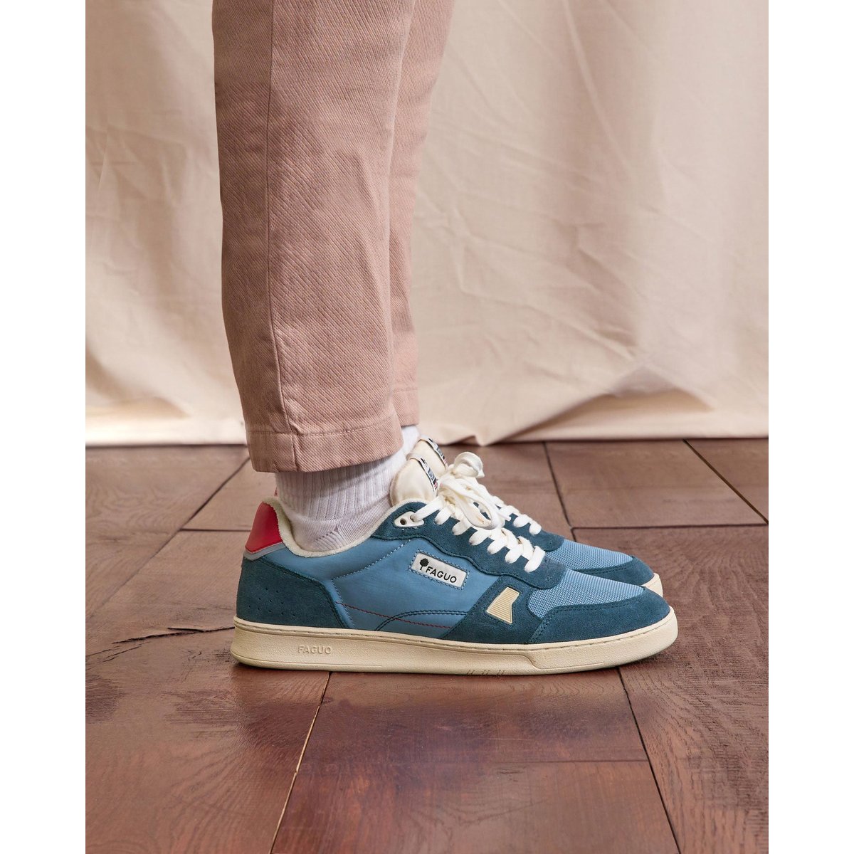 Baskets basses tissu suede COMMUTE 1 bleu jean, FAGUO