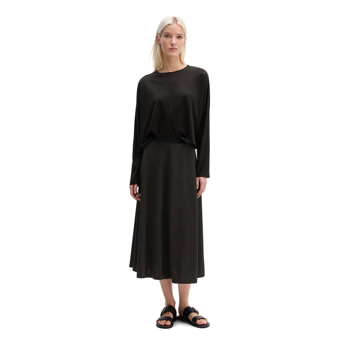 T-shirt long cropped en LENZING™ ECOVERO™ noir, MARC O'POLO