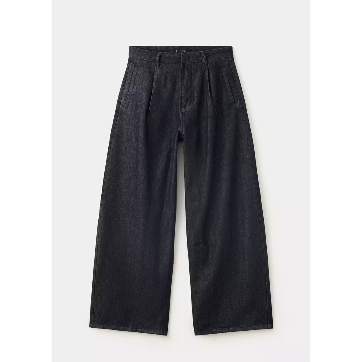 Pantalon denim barrel noir, MANGO