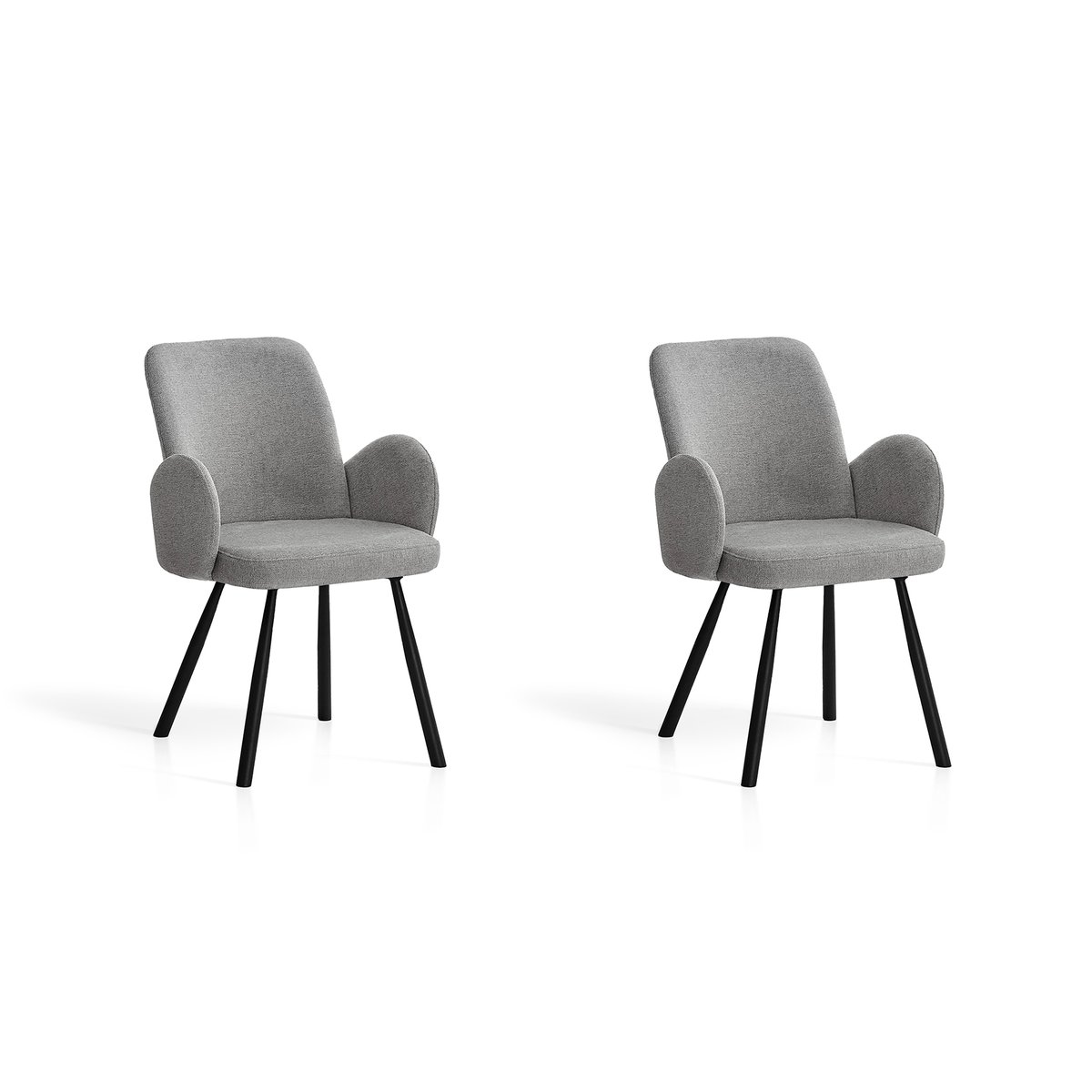 Lot de 2 chaises tissu et métal, ÓPALO gris, HISPANOHOGAR