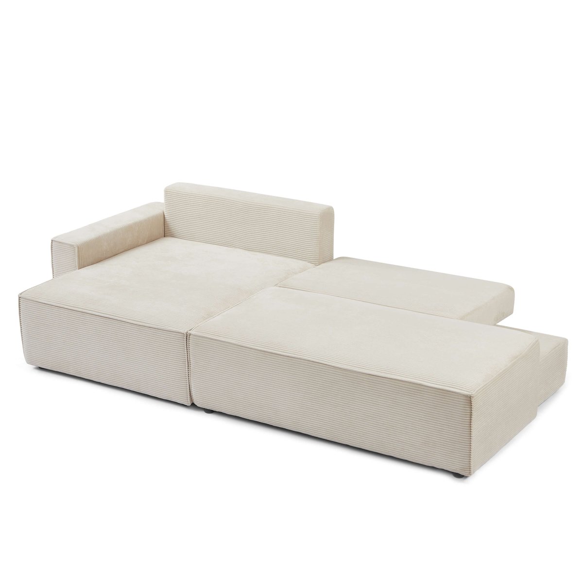 Canapé d'angle gauche convertible velours ZOLA beige, BAÏTA