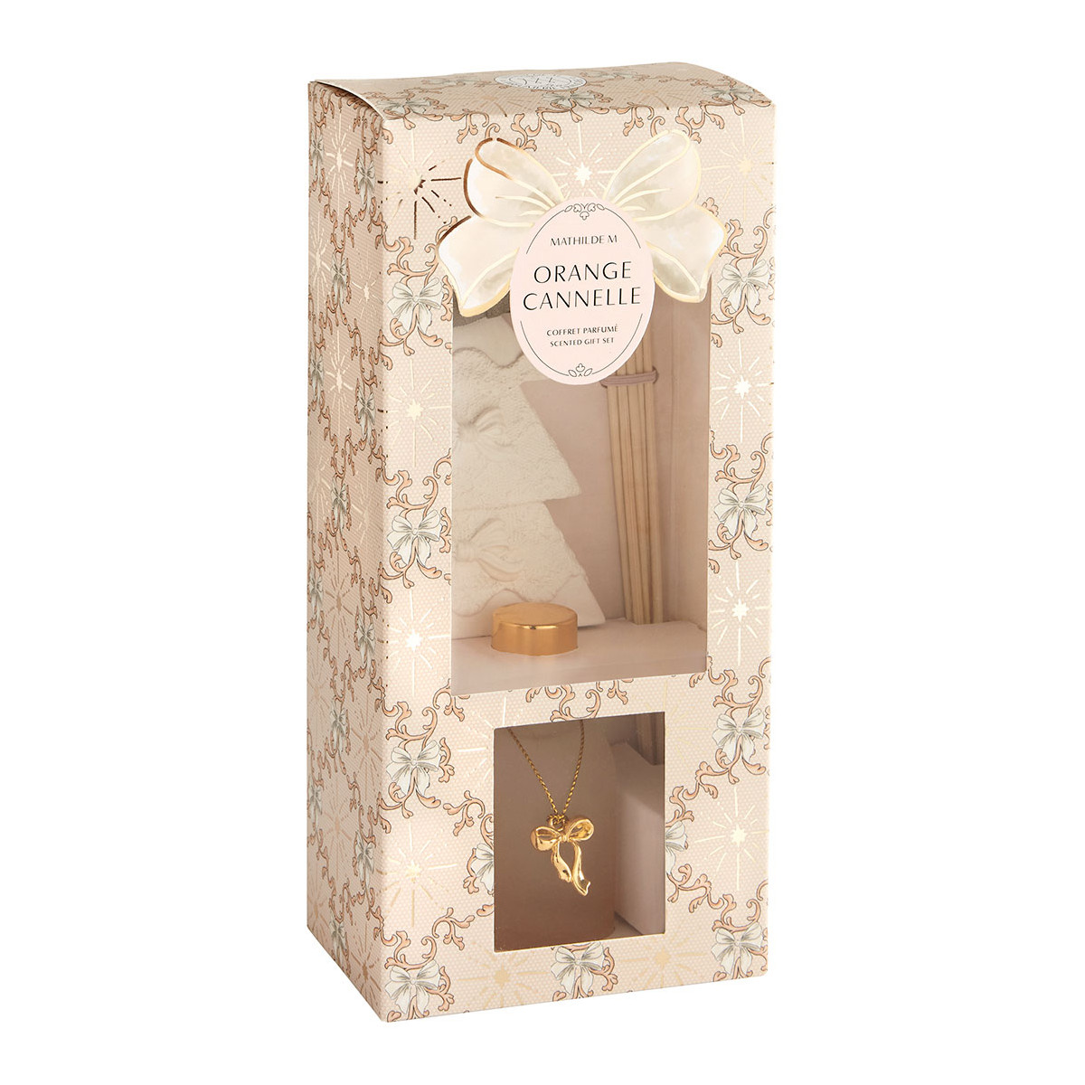 Coffret diffuseur de parfum Orange Cannelle RUBANS DE FÊTE orange, MATHILDE M