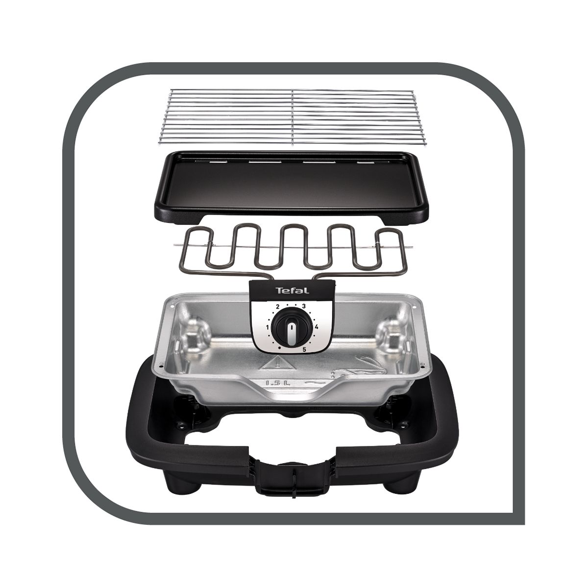 Barbecue électrique BG931812 easygrill 2 en 1 sur pieds, 35x21 cm noir, TEFAL