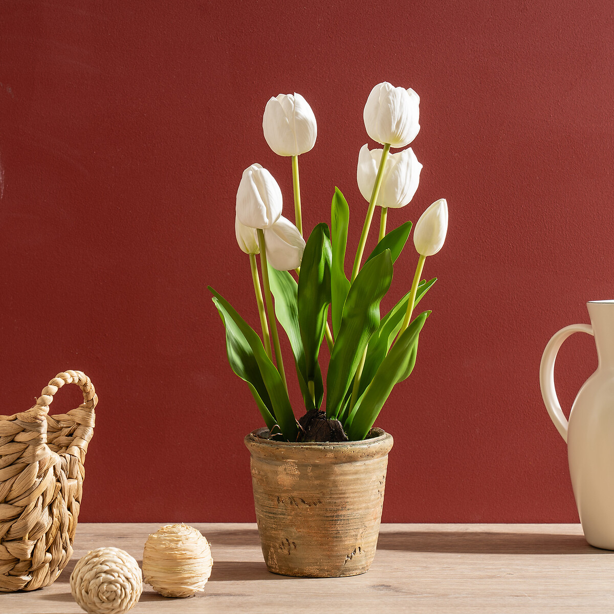 45cm Tulip Spray in Pot white, SO'HOME