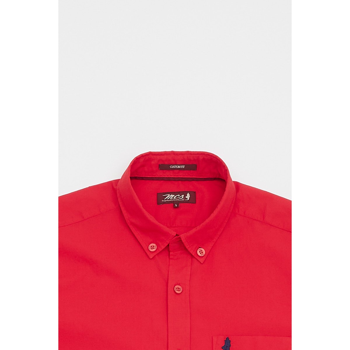 Chemise unie en popeline rouge cerise, MCS