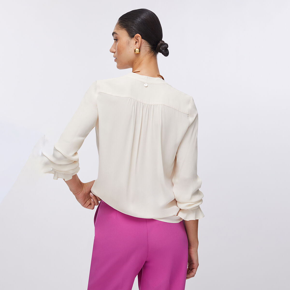 Blouse en georgette vanille, LIU JO