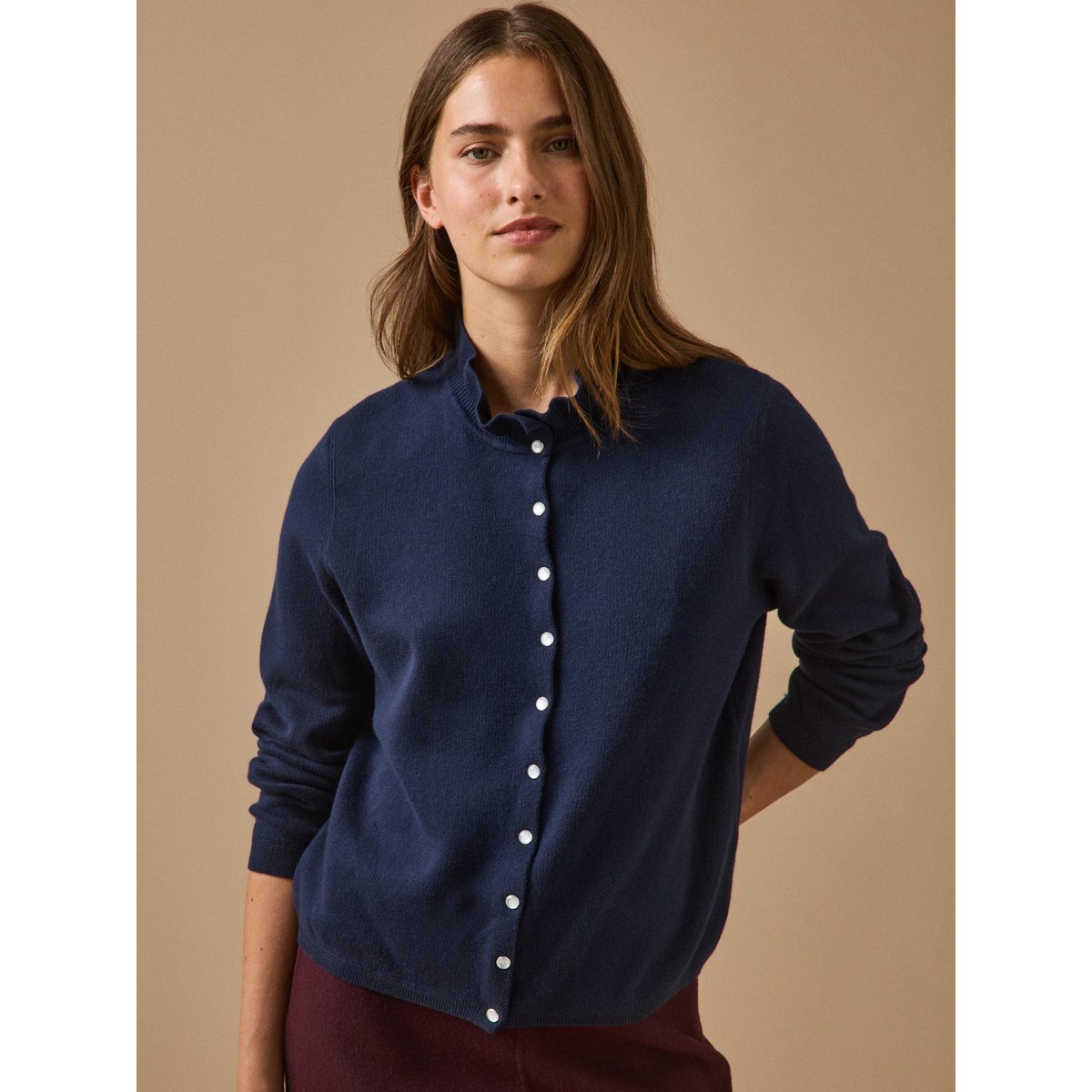 Gilet coton biologique et cachemire marine, CYRILLUS