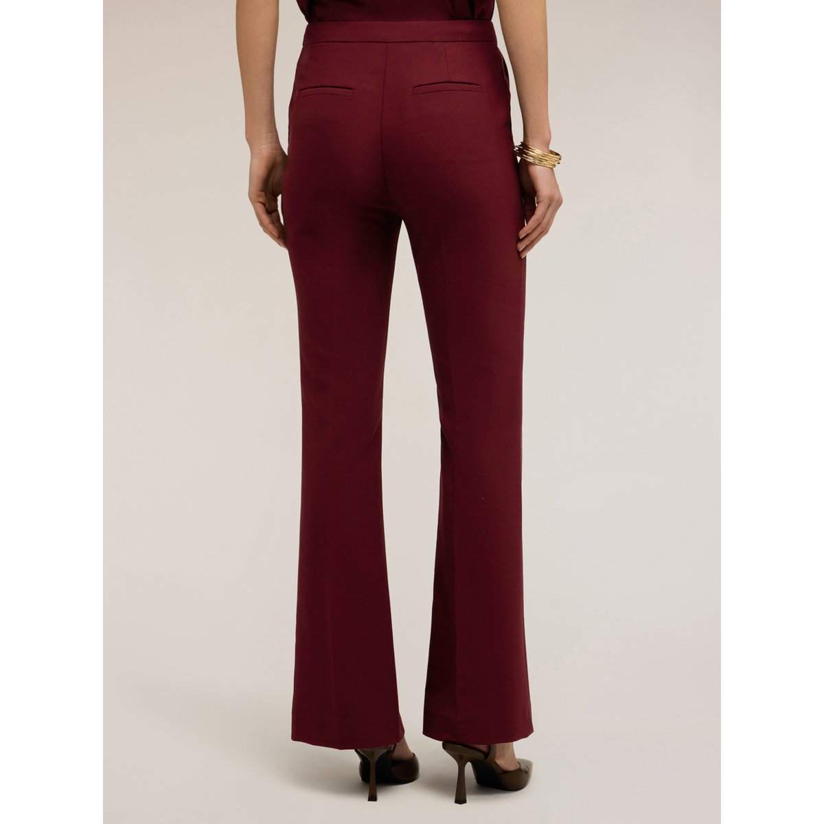 Pantalon bootleg en polyviscose burgundy, MOTIVI
