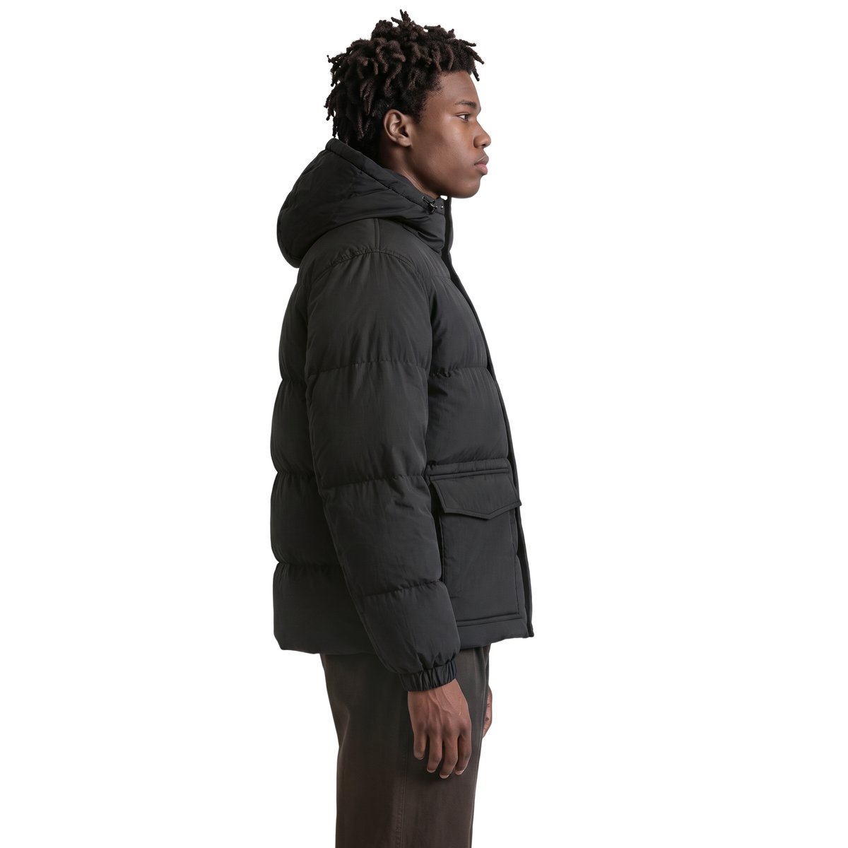 Veste matelassée à capuche, coupe ample avec une surface finement structurée noir, MARC O’POLO DENIM