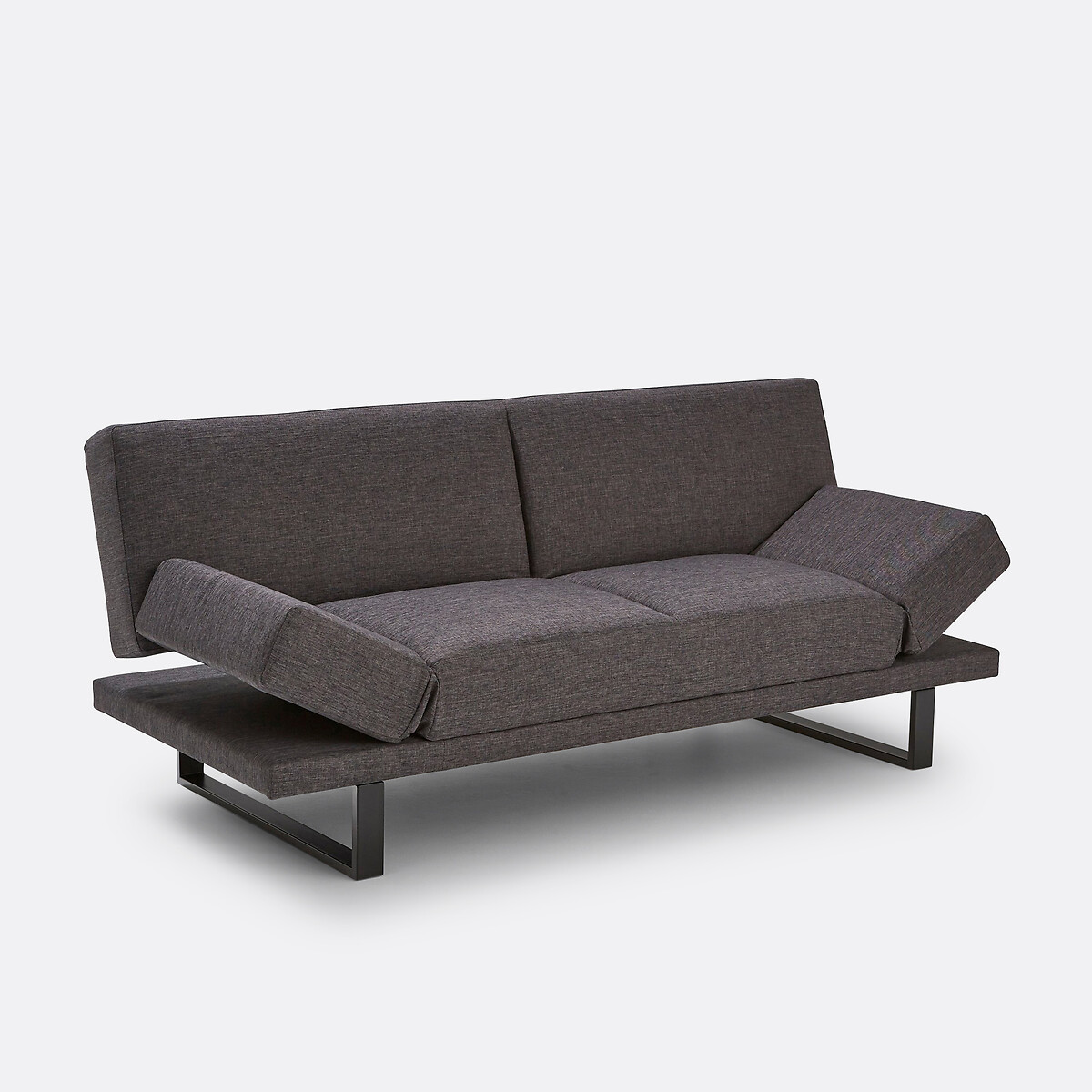 Canapé convertible polyester 3 places New Vermont gris anthracite, SO'HOME