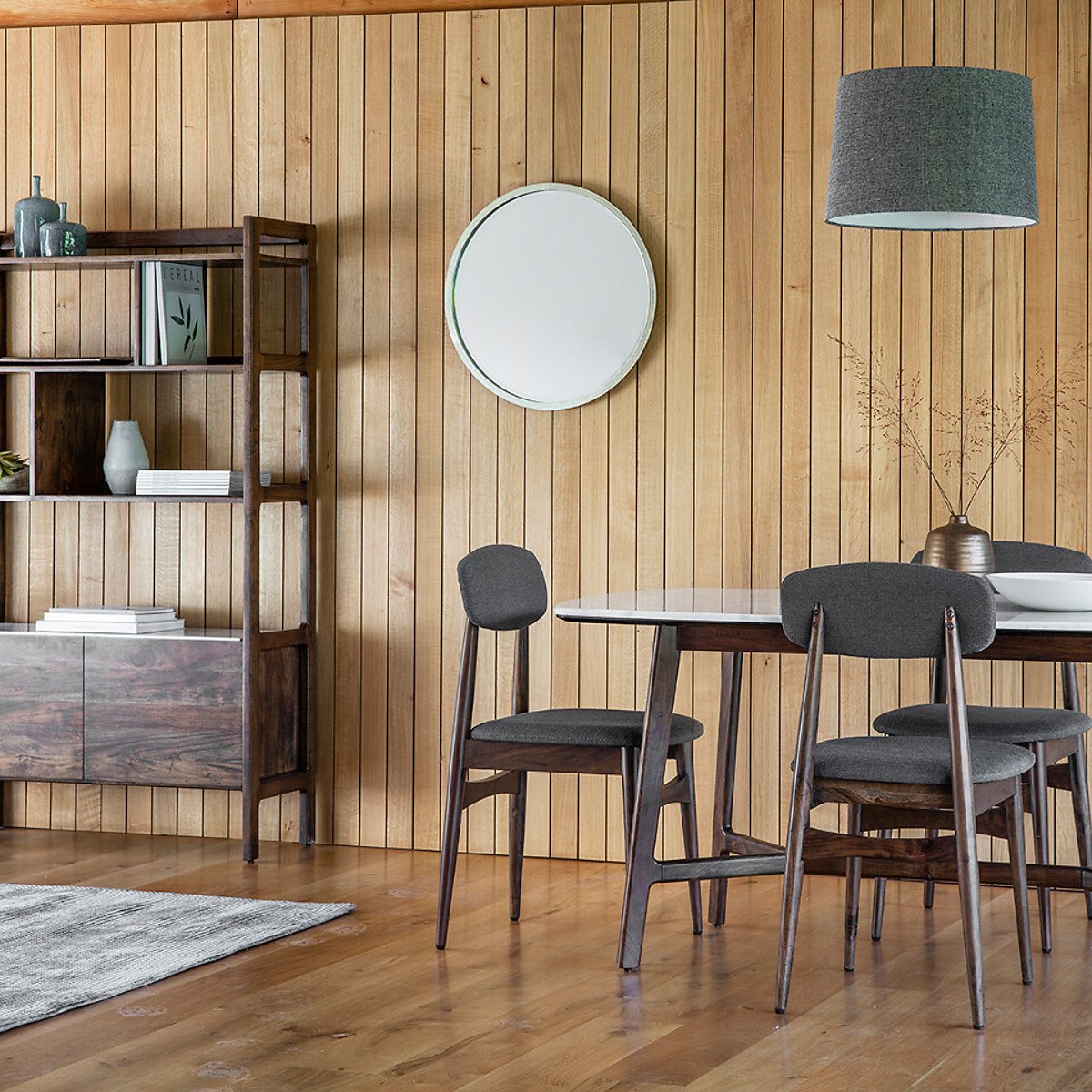 Dhuburi Marble & Walnut Dining Table (Seats 4-6) brown              , ÉDITÉ