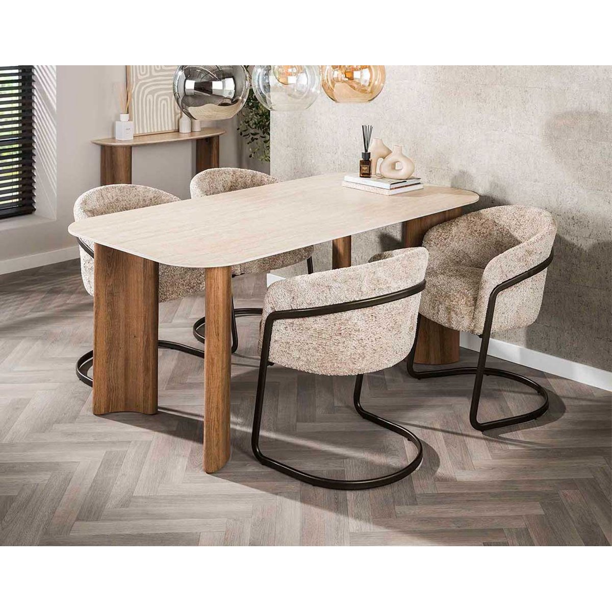 Table à manger 180x90 cm - MOHEA bois / beige, BEST MOBILIER
