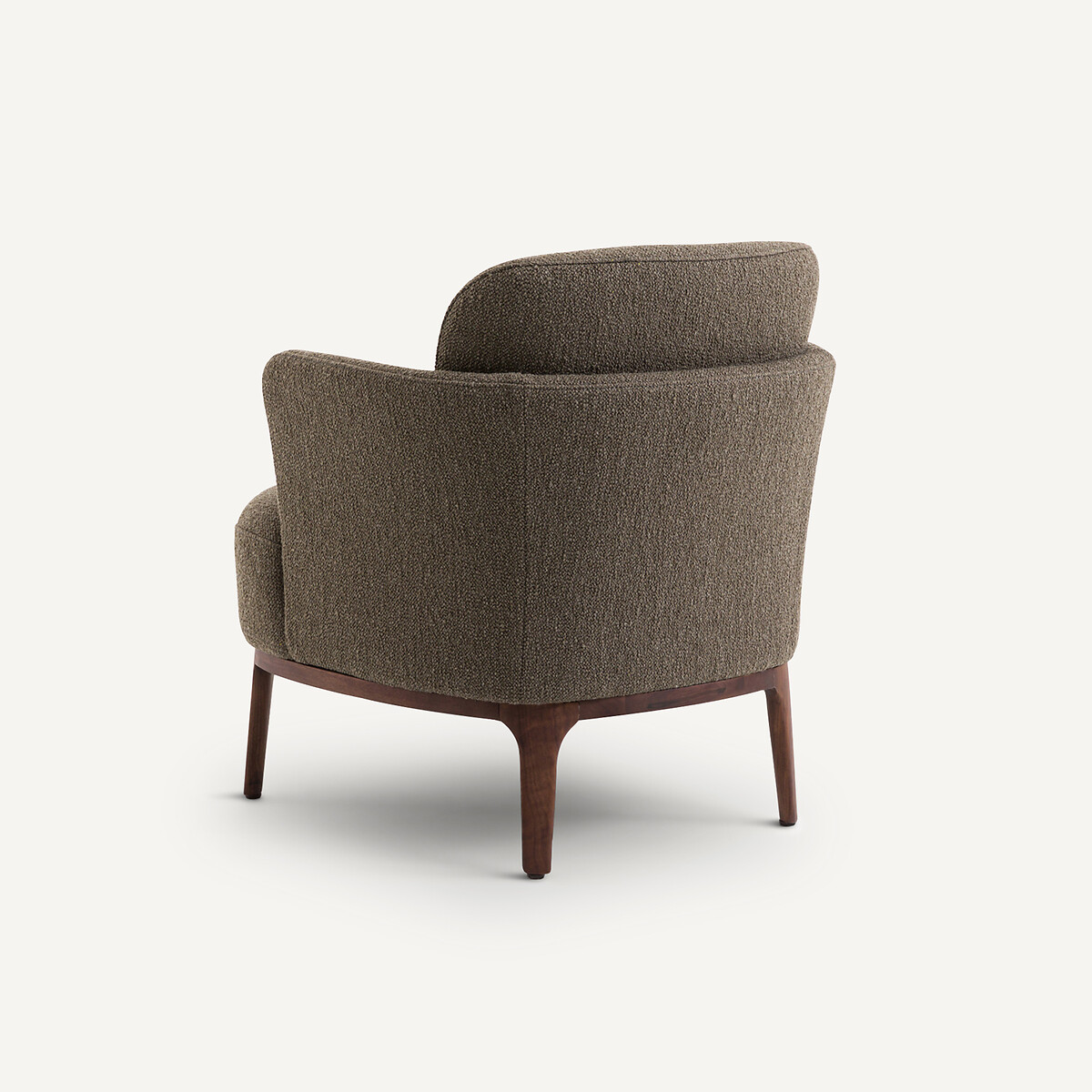 Fauteuil met massief notenhouten poten en stof met structuur, Jabote kastanje, AM.PM