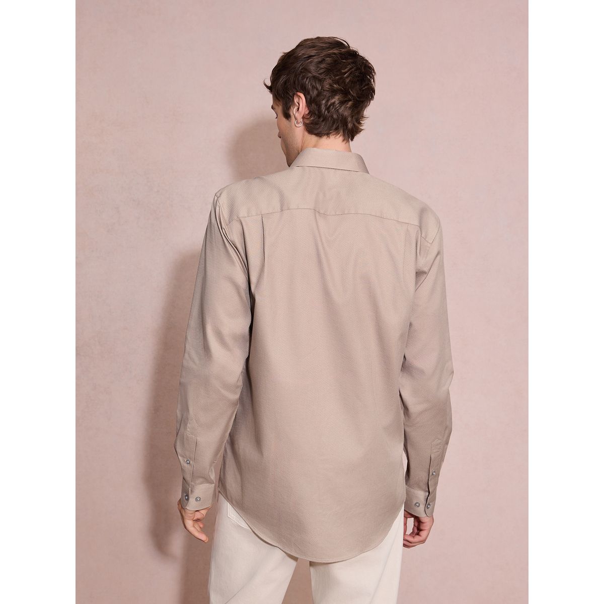 Chemise habillée texturée en coton naturel, NEXT