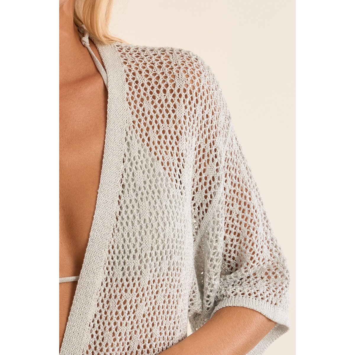 Gilet large ajouré, irisé silver, MOLLY BRACKEN
